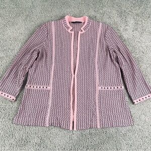 Ming Wang Cardigan Women’s L/XL Black Pink Career Office Elegant T595